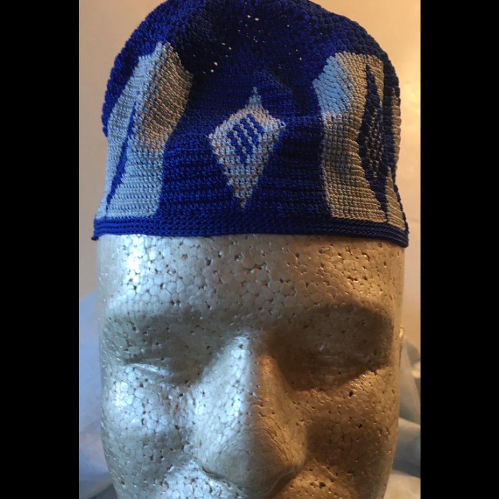 Blue and white Kofi hat